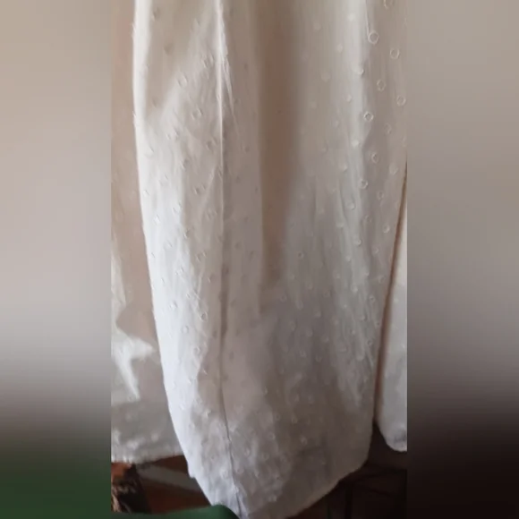 Smocked Cream Maxi Dress with Puff Sleeves - Picture 7 of 13